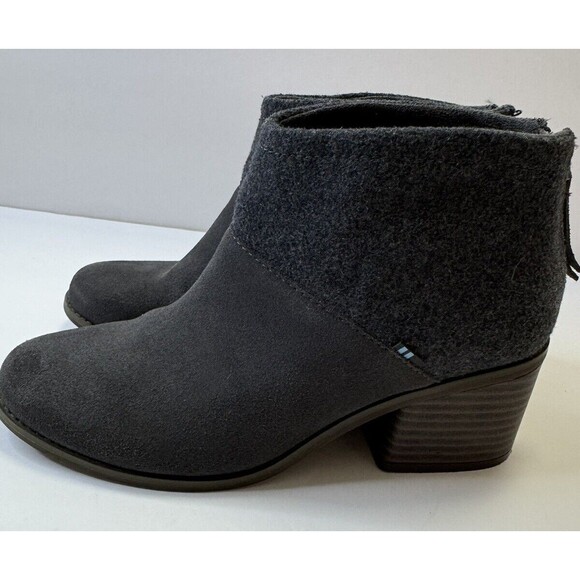 TOMS Women's Toms LACY Gray Suede Ankle Fashion Boots, Size 8,Zip Back - Picture 10 of 12